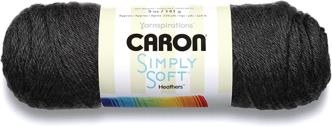 Caron Simply Soft Heathers Yarn for Crocheting, Charcoal Heather, 3-Pack