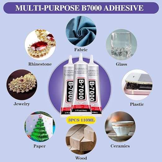 3.7oz B7000 Rhinestone Clear Glue for Jewelry Making, 110 ml Multipurpose Adhesive Jewlery Glue for Fabric, Tumblers, Rhinestones DIY Crafts, Nail Art, Makeup, Shoes, Cell Phones, Tablet, Wood