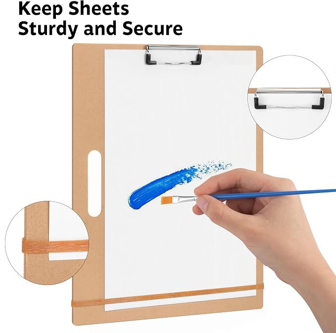 13"x17" Drawing Board with Clip, Rubber Bands and Carry Handle | Portable Lightweight Art Board For Sketching, Durable Watercolor Board For Artists Indoor Outdoor Use, Art Supply