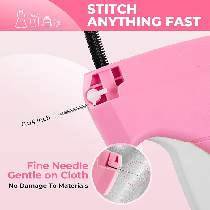 Stitch Gun for Clothes - Handheld Stitch Gun Quick Clothing Fixer - Tagging Gun - Includes 6 Needle, 1000 Black Fasteners & 1002 White Fasteners