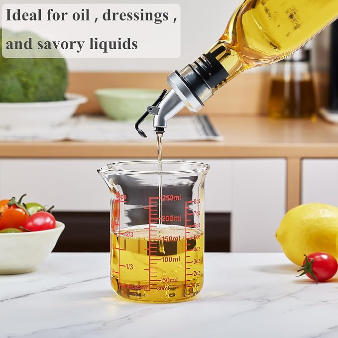 Ackers Borosilicate Glass Measuring Cup with Spout, 250 ml, 8 oz/1 Cup