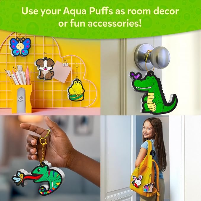 Skillmatics Aqua Puffs Animals, Art & Craft, Paint by Number, Gift for Kids | DIY Puffy Keychains, Screen-Free, Mess-Free Activity, Travel & Creative Kit for Girls & Boys Ages 4, 5, 6, 7, 8, 9, 10