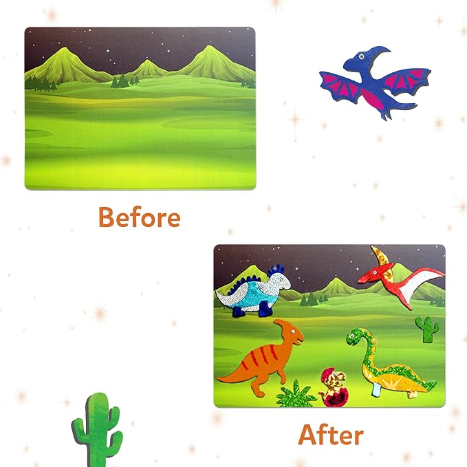 Skillmatics Foil Fun Dinosaurs, Foil Art Activity, Gift for Boys & Girls | Travel Toys, Sticker Craft Kit, Fine Motor Skills, DIY Mess-Free Art, Screen-Free, Gifts for Kids Ages 4, 5, 6, 7, 8, 9