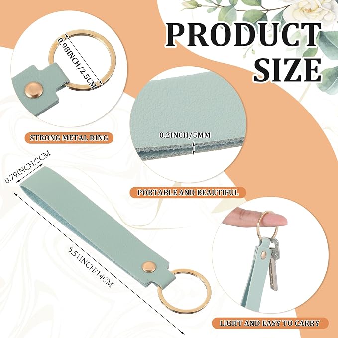 Wavyknot 100 Pcs Leather Keychain Blanks, 5.6 x 0.8 Inches, Light Color