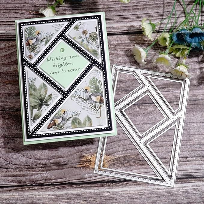 Cutting Dies for Paper Card Making 3D Background Frame Metal Stencils Scrapbooking Tools DIY Craft Embossing Template Album Arts Supplies (D)
