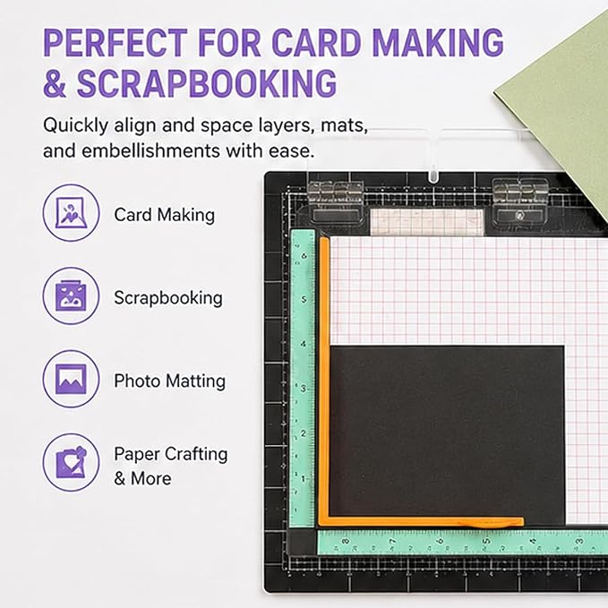 7 Pcs Paper Crafting Alignment Guides with Storage Case, Precision Layering & Matting Spacers for Card Making and Scrapbooking, Color-Coded Tools with Size Tabs, 1/16 to 1/2 Inch Increments