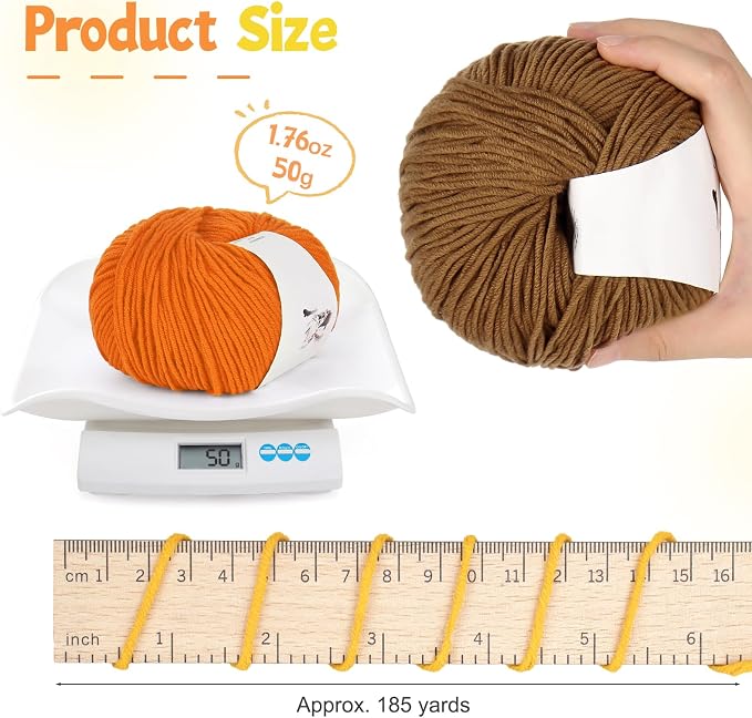 Katech 20 Skeins Cotton Yarn for Crocheting-Crochet Yarn Set-(Color E) | 55% Cotton 45% Acrylic#3 DK (Light)-Super Soft Milk Cotton Yarn-Great Crochet and Knitting Starter Kit for Colorful Craft