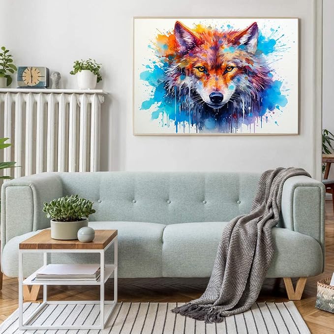 Artunion Wolf Paint by Numbers Kit for Adults,Animals Paint by Number Kits, DIY Oil Painting Paint by Number Kits on Canvas Arts Craft for Home Wall Decor 16x20 Inch