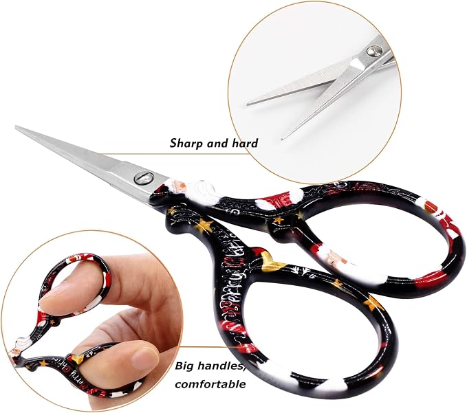Small Sharp 3.6 inch Sewing Scissors with Leather Sheath Crafts Needlework | Embroidery Scissor Small Precision with Leather Cover Stainless Steel Scissor for Needle Work Art Work Craft Threading
