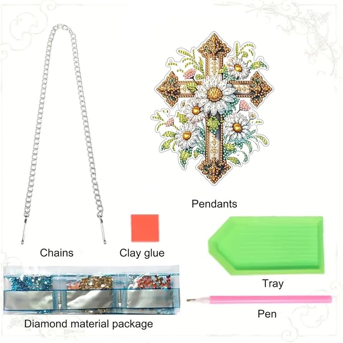 RYMILIE Hanging Diamond Art Kits for Adults Christian Floral Cross