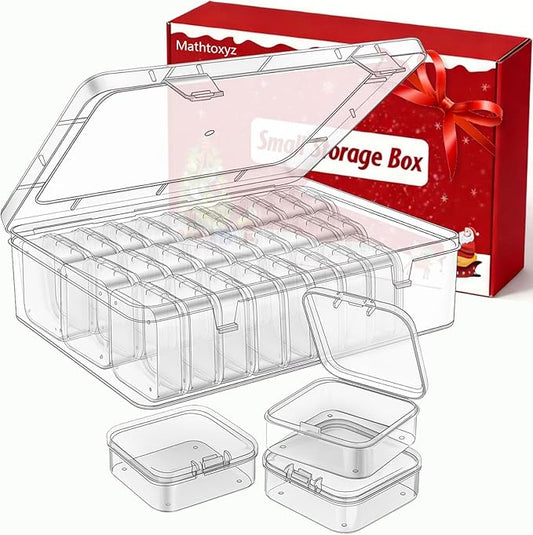 Mathtoxyz Bead Organizer Box, 30Pcs Small Beads Organizers and Storage Plastic Cases Mini Clear Dimond Storage Containers Boxes with Hinged Lid and Rectangle for Bracelet Making DIY Jewelry Craft Nail