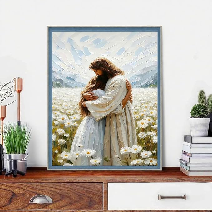 Jesus Paint by Numbers Kit for Adults Framed Canvas, with Wooden Easel