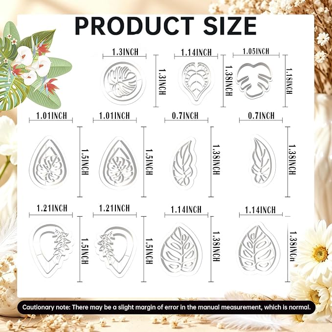Boho Leaf Polymer Clay Cutters Set - 11Pcs Tropical Leaf Clay Earring Cutters，Tropical Leafs Polymer Clay Set for Jewelry Making, Gift for Wife, Friends, Sisters & Family