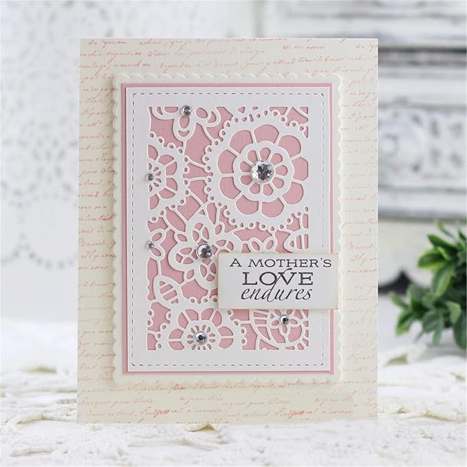 Cutting Dies 3D Background Frame Metal Stencils Scrapbooking Tools DIY Craft Carbon Steel Embossing Template for Paper Card Making Album Arts Supplies (Frame C-Flowwr 8.4x11.1cm), XMEI000580