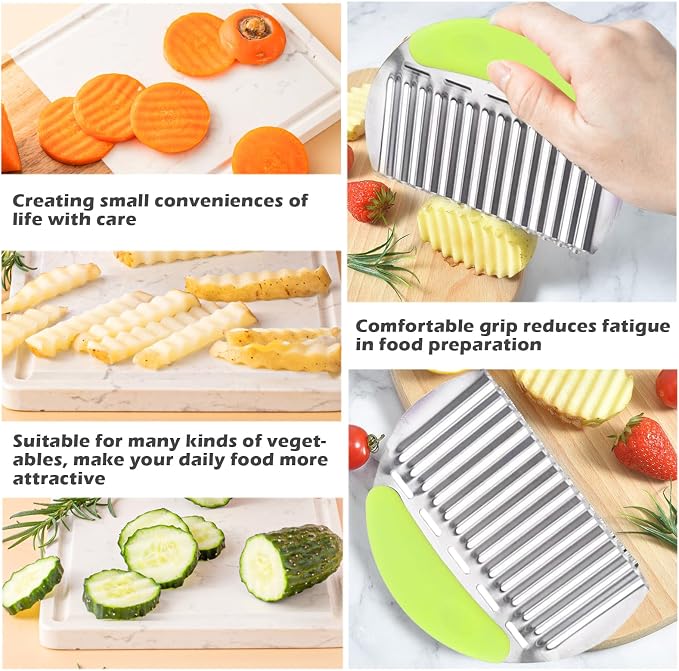 JAYVAR Large Crinkle Cutter French Fry Cutter, Potato Wavy Chopper