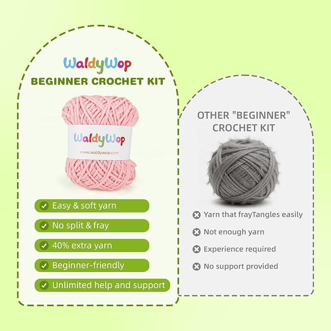 WaldyWop Crochet Kit for Beginners: 4 Flower Bracelets Starter Kit w/Videos