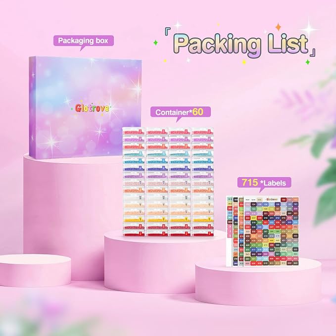 Diamond Art Storage Containers Trays, 60 Pcs | GRS-Certified Eco-Friendly Materials, 2-in-1 Diamond Painting Trays with Lids, Shake to Sort, Spill-Proof, Labels Included
