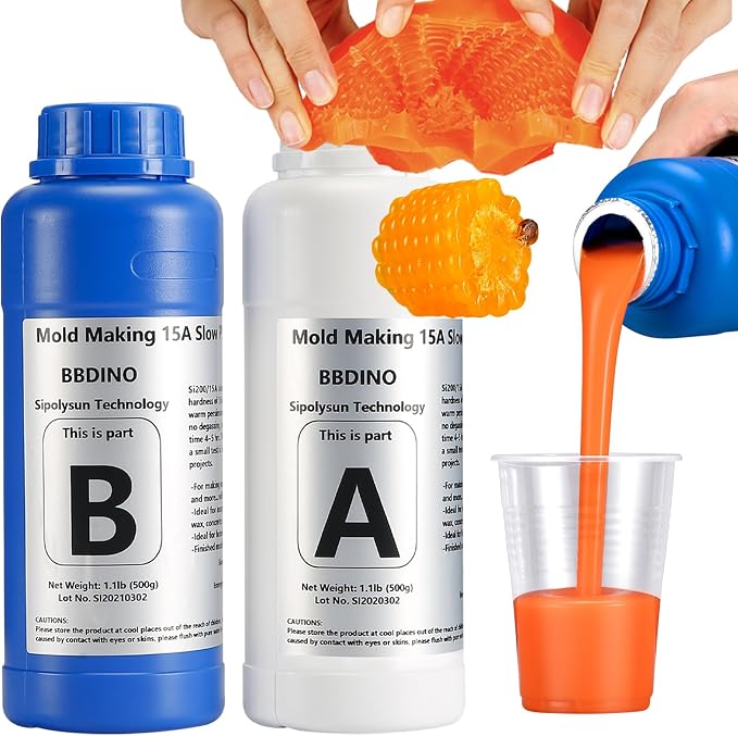 BBDINO Silicone Mold Making Kit 15A Persimmon Orange Trial 2.2 Lbs