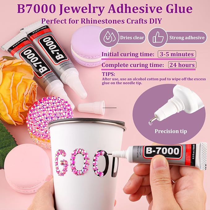 25000Pcs Resin Rhinestones for Crafting, Hot Pink AB 2-6mm Mixed Sizes Non Hotfix Flatback Gems with 1Pcs Glue, Bedazzling Crystal for DIY Craft Clothing Mugs Tumblers Shoes Fabric Decor Nail Art