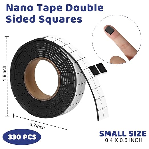 330 PCS Double Sided Foam Tape Pre Cut 1/2 X 2/5 Inch Small Adhesive Foam Squares for Crafts Thin Foam Craft Tape Split for Arts Crafts Sewing Scrapbook DIY Christmas (Tape, Black)