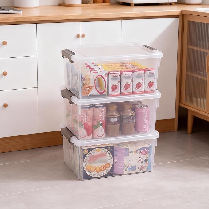Citylife 17QT Plastic Storage Bins with Lids,5Packs Large Containers