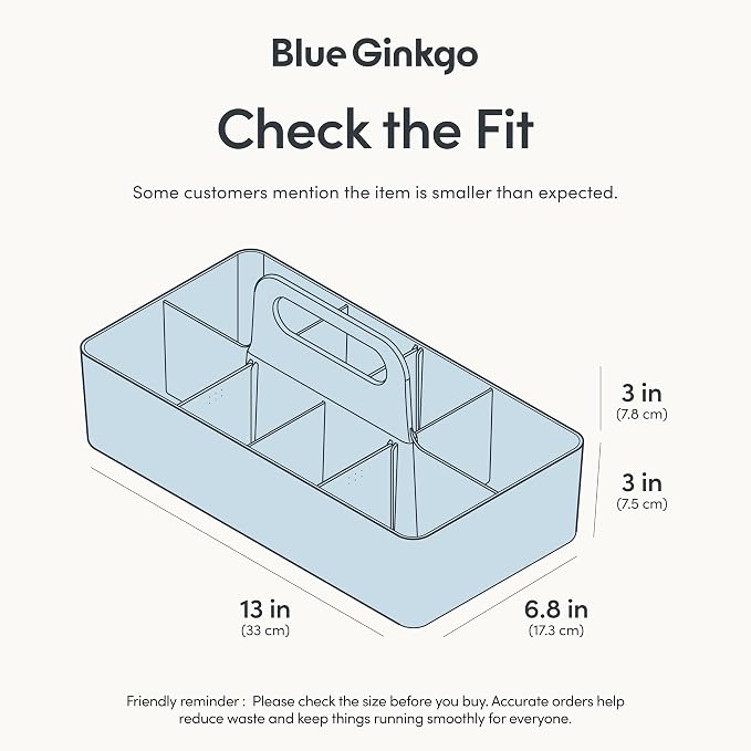 BLUE GINKGO Stackable Organizer Caddy, Long, Blue, Made in Korea