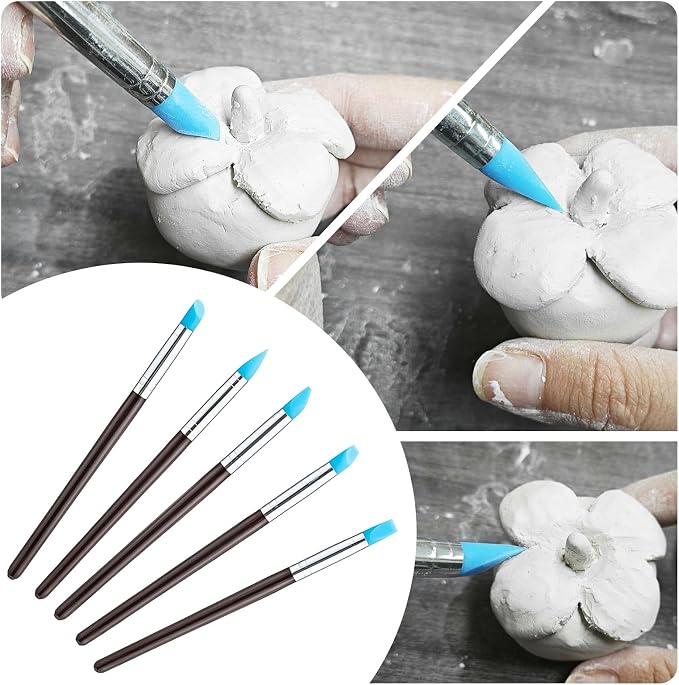 EIGTWEN 100ml Air Dry Clay Glaze and 29pcs Clay Tools Kit, Gloss Varnish | Gloss Glaze, Waterproof,Prevents Clay Scratches & Wear, Air Dry Clay Tool,Dotting Tools,Ball Tools,Carving Tools,Shaper Tools
