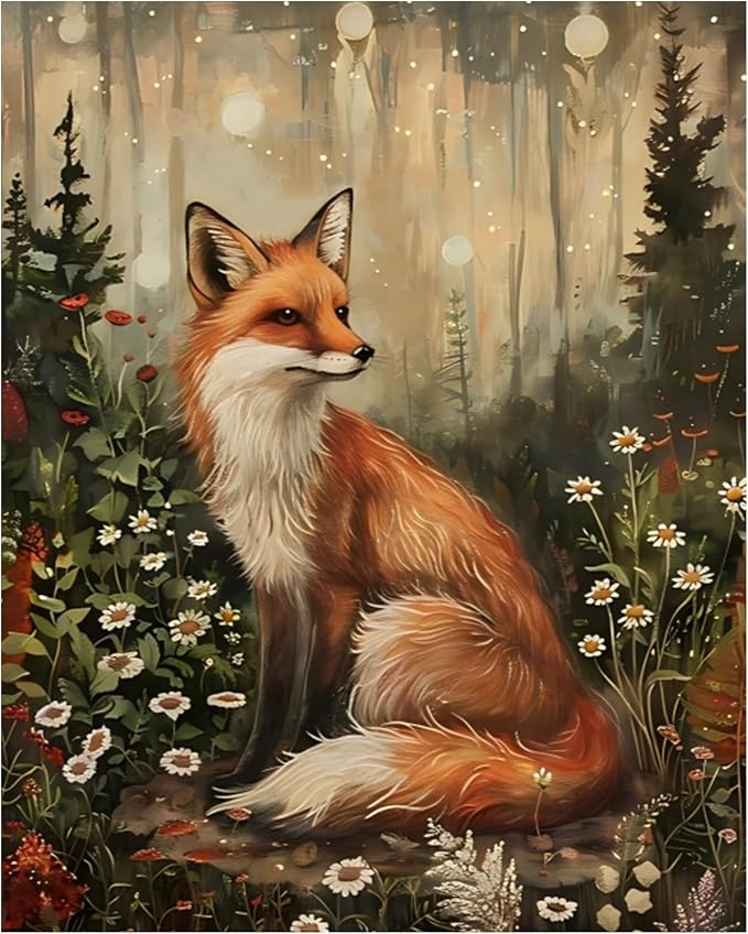 AUKELHJ Paint by Numbers Kit for Adults Beginner, Fox, 16x20 inch | Paint by Number for Adults, Beginner Friendly, High-Definition Color Canvas, Stress Relief, Home Decor, Gifts, Unframed