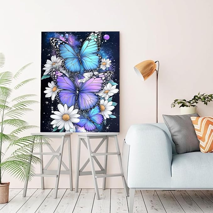Ycydilirab Butterfly 5D Diamond Painting for Adults-Flower Diamond Art,Butterfly Gem Painting Perfect for Relaxation and Home Wall Decor 12x16inch