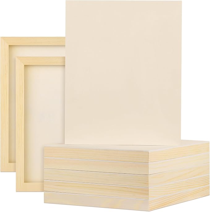 Aodaer 8 Pack Wood Panels 8 x 10 Inch Wooden Panels Canvas Unfinished Craft Wood Boards Panels for Art Crafts Acrylic and Oil Painting Pouring DIY Projects