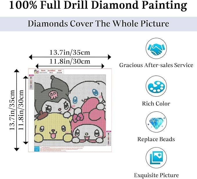 JAKI Diamond Art Painting Kits for Adults,Cartoon Diamond Art 14x14inch