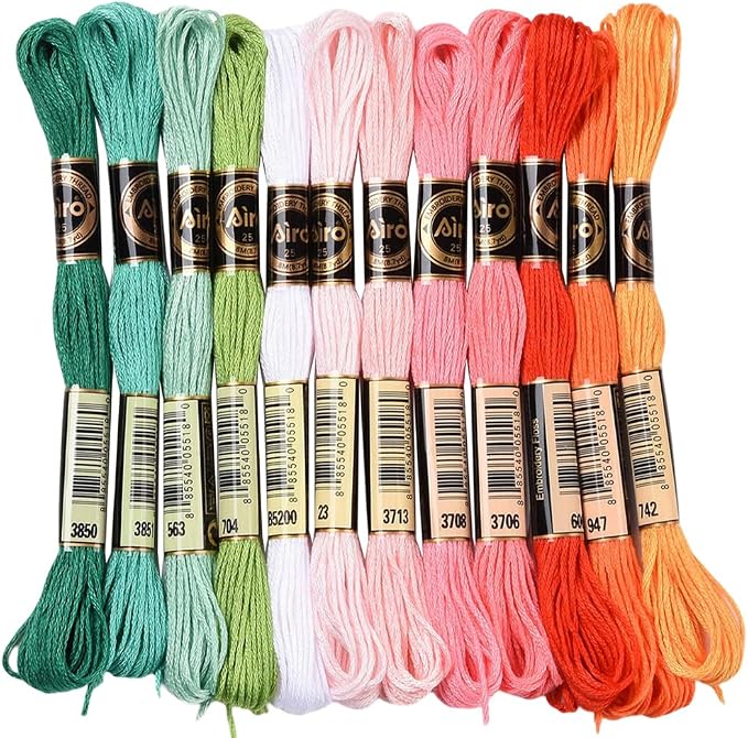 12 Skeins 105 Yards Orange Embroidery Floss Thread for Bracelet