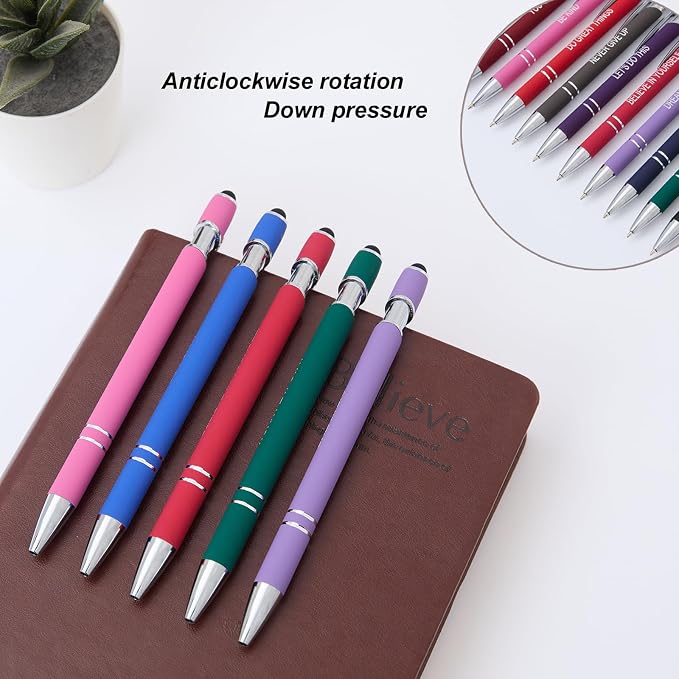 Actsun Funny Pens, 12 Pcs Pens Fine Point Smooth Writing Pens, Sarcastic Ballpoint Pens with Screens Touch Stylus Tips, Black Ink 1.0 Mm Snarky Pen, Gift Office Desk Accessories
