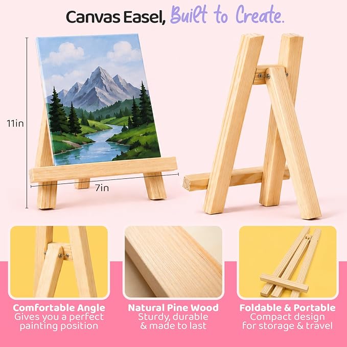 Chalkola Acrylic Paint Set for Adults & Kids - 56 Pcs Canvas Painting Kit with 32 Paints (22ml), 10 Brushes, 10 Canvases, Tabletop Easel, Palette, Knife - Professional Craft & Art Painting Supplies | 32 Acrylic Paints (22ml), 10 Brushes, 10 Canvases, T...