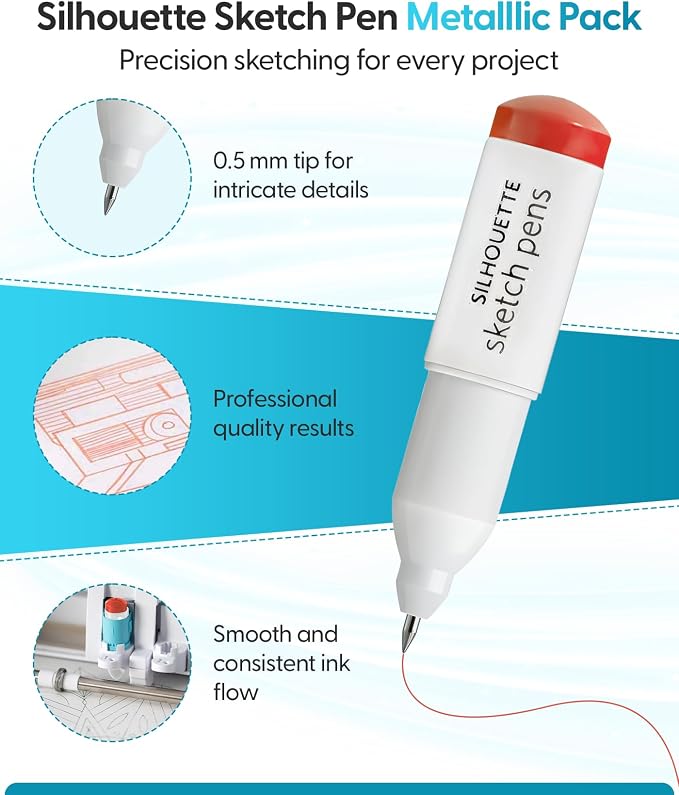 Silhouette Sketch Pens - 4 Metallic Colors for Cameo, Portrait & Curio