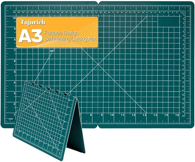 Foldable Self-Healing Cutting Mat, 17" x 11", Double-Sided Rotary Cutting Mat for Sewing, Quilting, Scrapbooking, Fabric Craft & Hobby Use, Craft Cutting Board(A3)