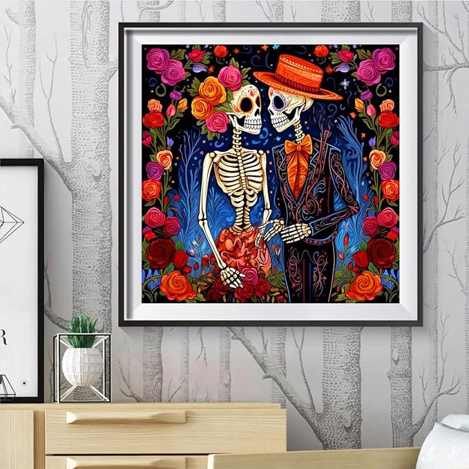 ijbnhd Skeleton Diamond Art Kits for Adults Valentine 14x14inch