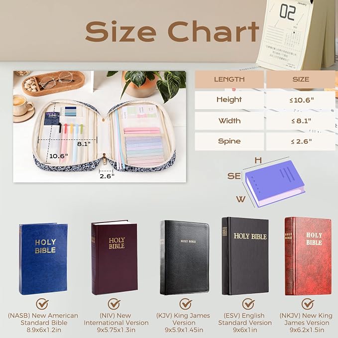 XKDOUS Bible Cover Case for Women Bible Bag Journaling Kit w/Study Supplies
