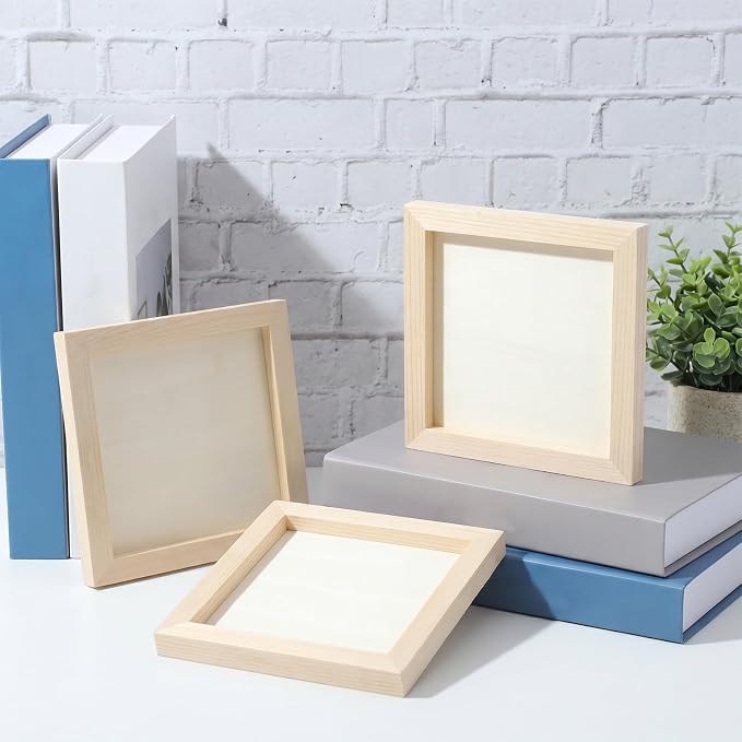 24 Pack Wood Panel Boards for Painting, 6x6 in Unfinished Wood Canvas Panel