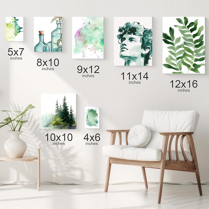 PHOENIX Watercolor Canvas Boards for Painting - 12x16 Inch/6 Pack, 100% Cotton Water Color Canvas Panels, 8 Oz. / 260g White Blank Medium Texture Flat Canvases for Water Based Paints