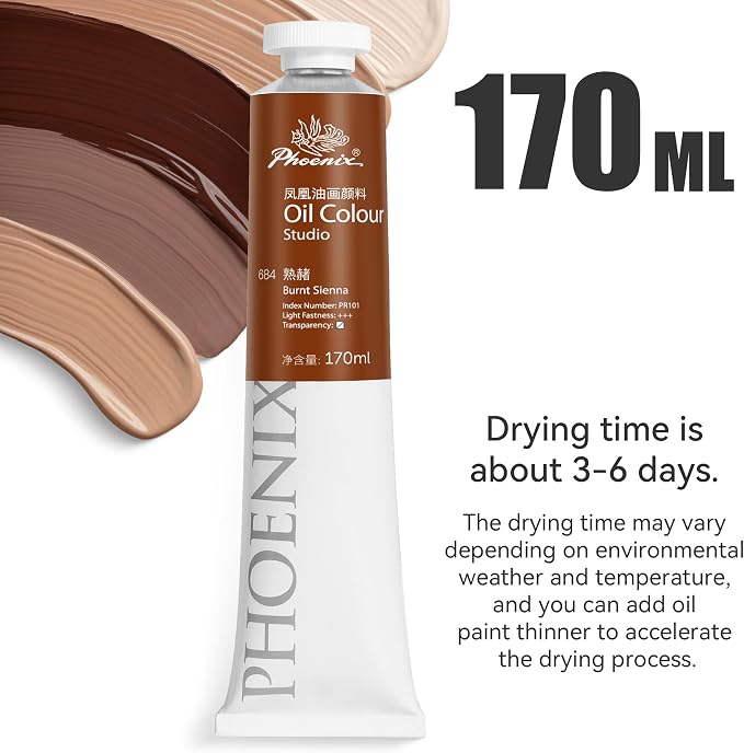 PHOENIX Warm Grey Oil Paint - Studio Oil Paint Single Large Tube - 170ml / 5.75 Fl oz. Warm Grey 781