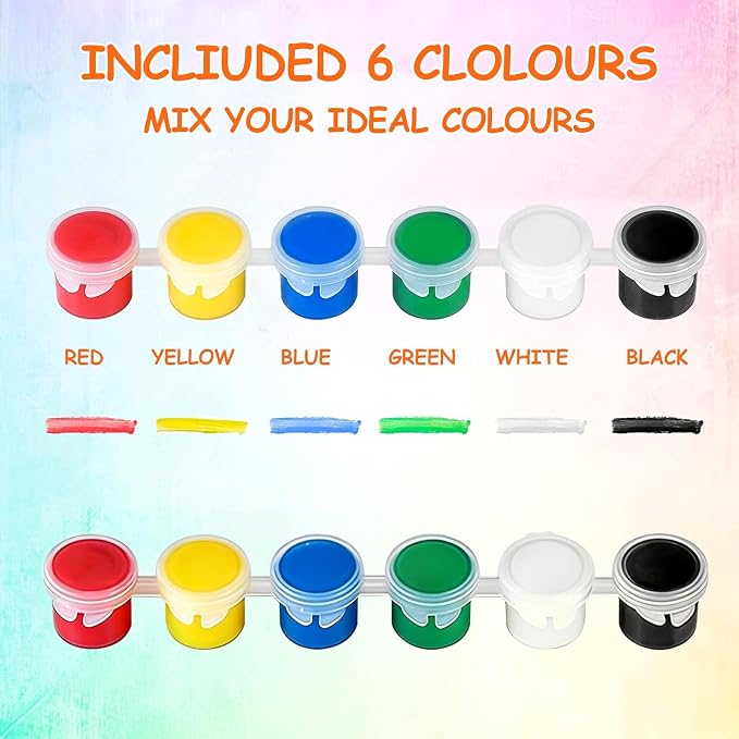 10 Pack Mini Acrylic Paint Set,6 Colors Acrylic Paints Strips for Adults Craft Paint, 80 PCS Painting Kit Container Strips Storage, Perfect for Home Birthday Classroom Party Favors (10, 6 Color, 3 ml)