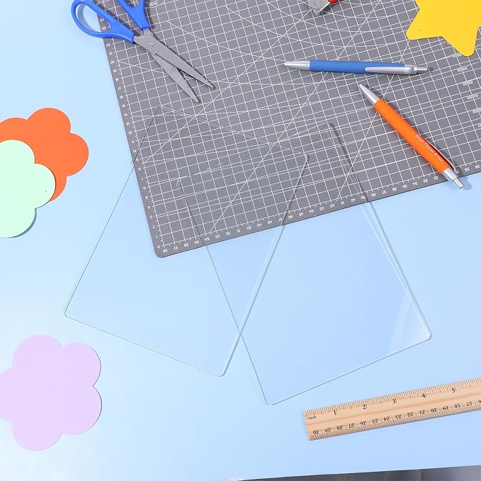 12 Pcs Cutting Pad Set for Die Cutting Machine, Clear Polycarbonate Cut Plates 8.7x6.1 Inch, Standard Embossing Plates for Card Die Cutter, DIY Scrapbooking Paper Crafting Accessories