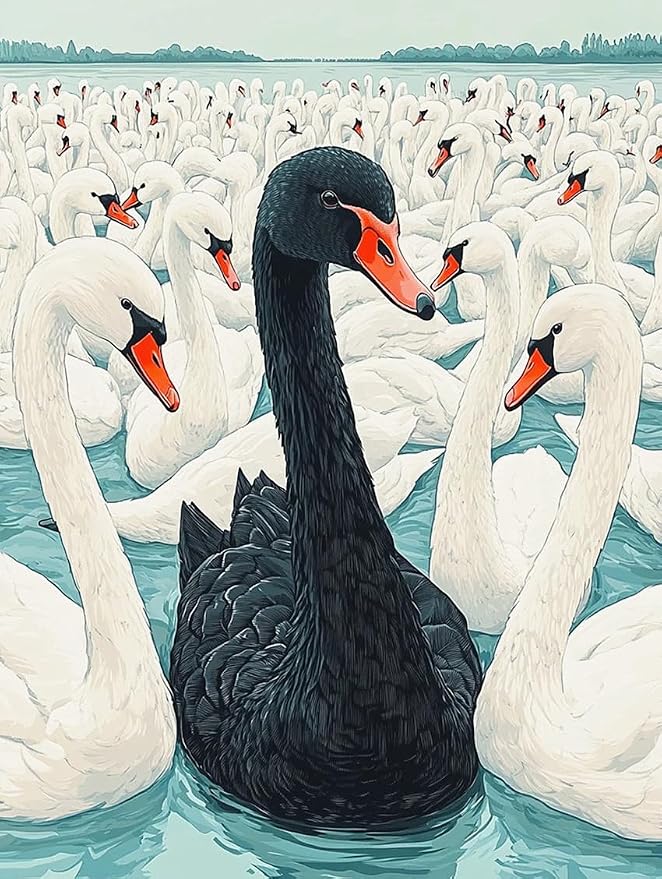 ZRIZQ Paint by Numbers Kit for Adults Beginner Swan,Animal,16x20 | Full set with wooden brushes,rolled canvas,rich paints.Calming activity.Beginner friendly.Just open and paint.