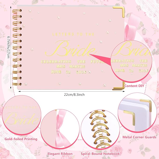 Letters to Bride Scrapbook,8.5 X 7 Inch,Classic,Pink