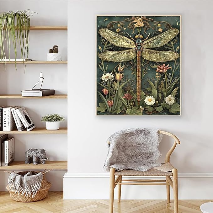 Artunion Dragonfly Paint by Numbers Kit for Adults,Dragonfly Paint by Number Kits, DIY Oil Painting Paint by Number Kits on Canvas Arts Craft for Home Wall Decor 16x20 Inch