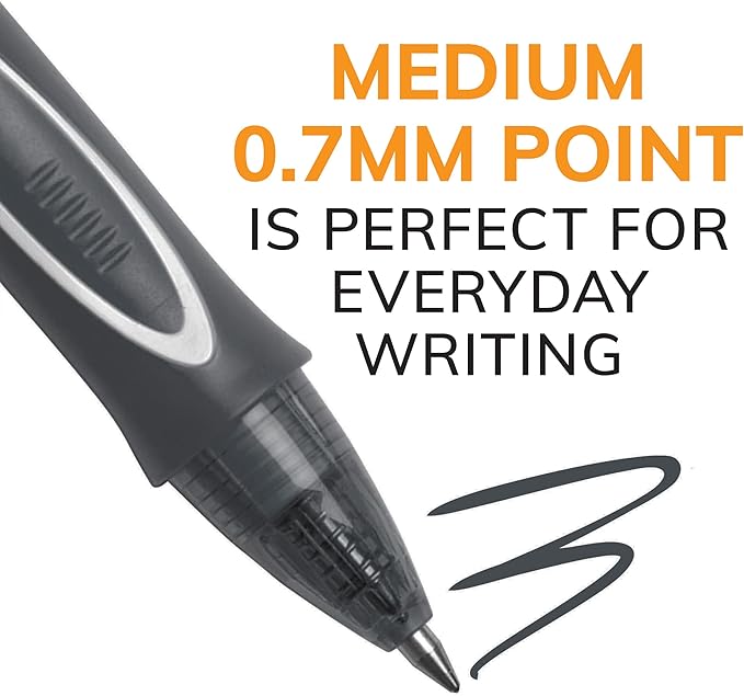 BIC Gelocity Quick Dry Black Gel Pens, Medium Point, 0.7 mm, 12-Count