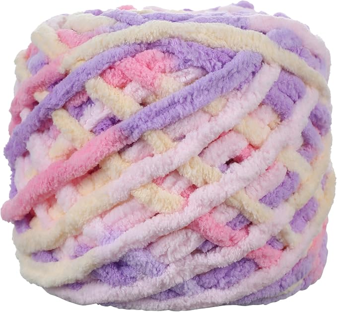 Plush Chenille Chunky Yarn for Crocheting 100g(54.6yd) - Bulky Thick Fluffy Yarn for Knitting- Soft Velvet for Baby, Blanket Knitting Blanket Yarns- Amigurumi Yarns (Pastel Purple)