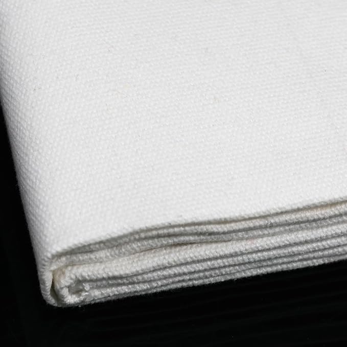 10oz Heavy Duty Cotton Canvas Fabric 60" x 40", Thick Cotton Duck Cloth for Painting, Sewing, Crafts, Tote Bags, Embroidery, Home Decor, Drop Cloth (White)
