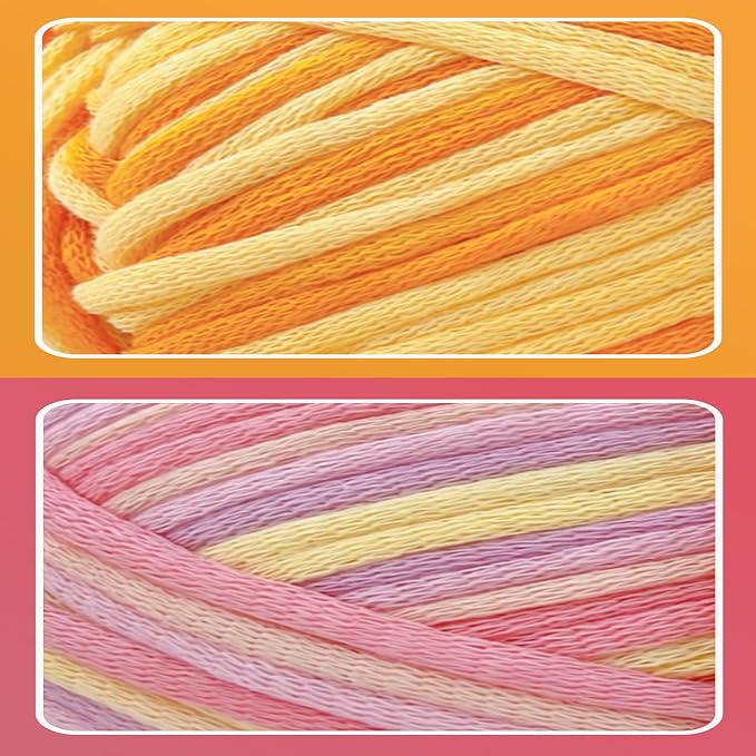 2 x 3.5Oz/120yds Beginner Easy Yarn for Crocheting and Knitting;Worsted-Weight Medium #4;Cotton Blend Yarn for Beginners Amigurumi DIY (Macron+Yellow)